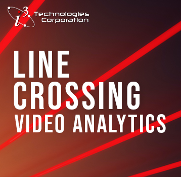 Line Crossing Video Analytics title over laser background